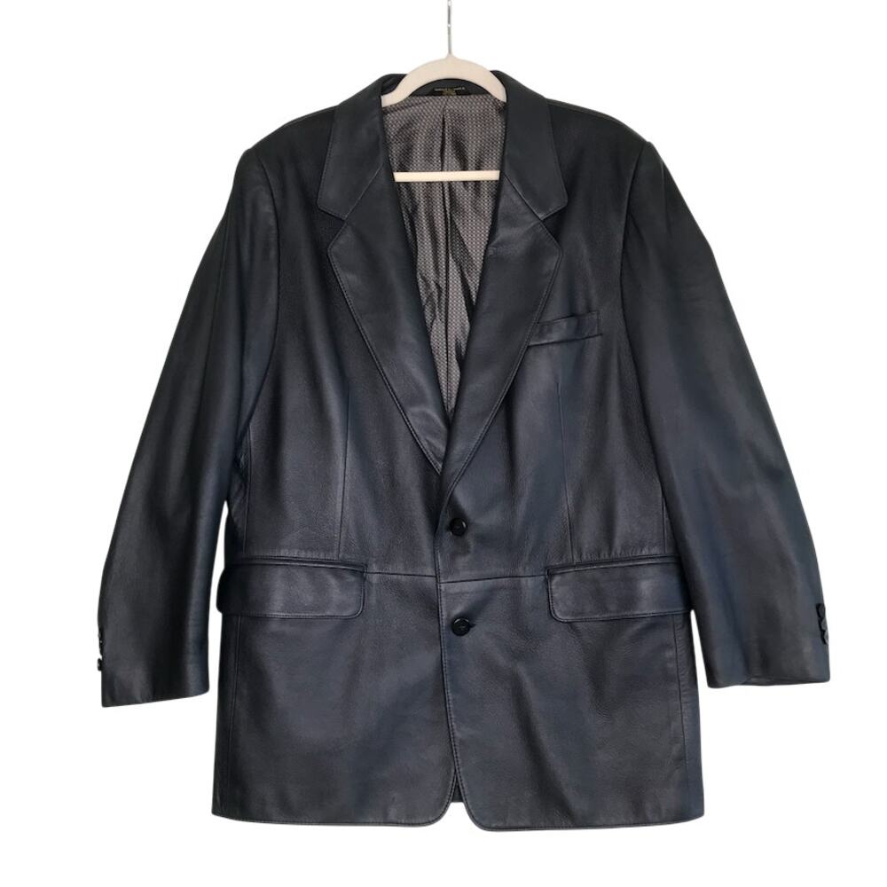 MARK PISCITELLI Classic Leather Blazer-Jacket 40 Black Retro Rare Made In Canada
